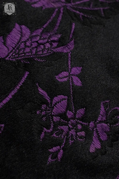 アンティークショール　antique fichu  ヴァイオレットフリンジ .FR a l'epoque