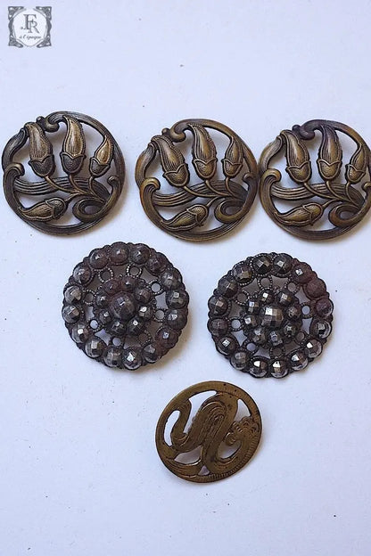 アンティークボタン　boutons ancien 6個 .FR a l'epoque