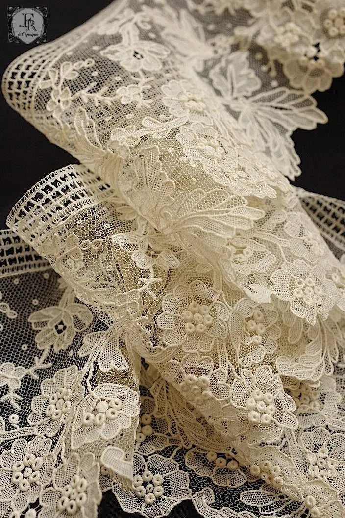 アンティークレース　dentelle ancienne  340cm　ブリュクセルレース .FR a l'epoque