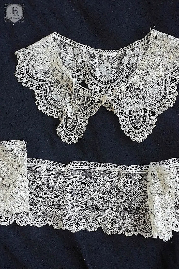 アンティークレース　dentelle ancienne ブリュクセルレース　ハギレ .FR a l'epoque