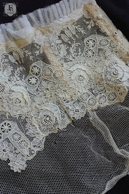 アンティークレース　dentelle ancienne ブリュクセル　スタンドカラー　 .FR a l'epoque