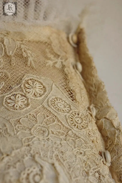 アンティークレース　dentelle ancienne ブリュクセル　スタンドカラー　 .FR a l'epoque