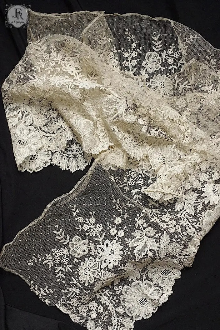アンティークレース　dentelle ancienne アプリカッションアングレテール　210cm .FR a l'epoque