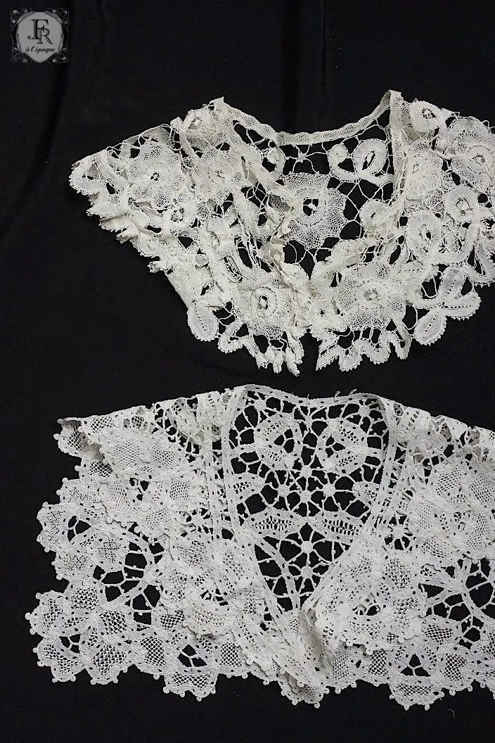 アンティークレース　dentelle ancienne 襟2つ .FR a l'epoque