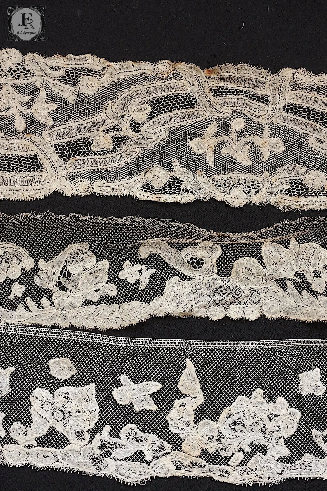 アンティークレース　dentelle ancienne antique lace 3本 .FR a l'epoque