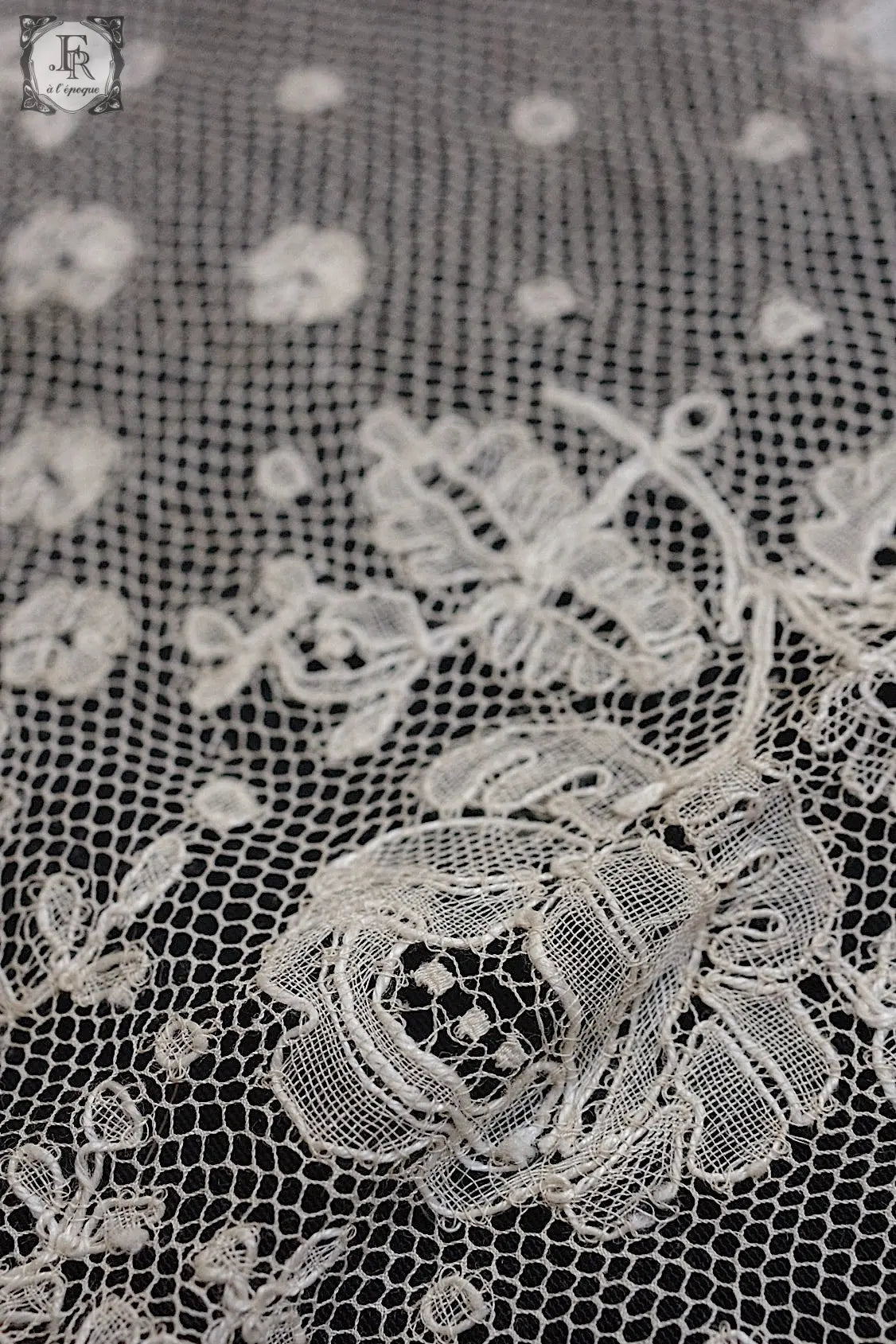 アンティークレース　dentelle ancienne antique lace ハンカチ1 .FR a l'epoque