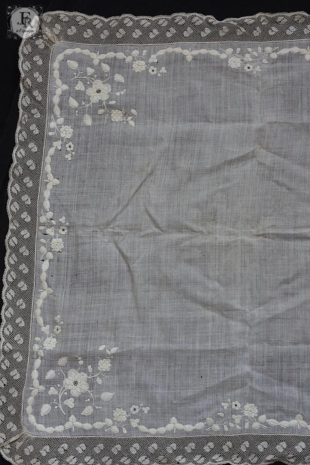 アンティークレース　dentelle ancienne antique lace ハンカチ2 .FR a l'epoque