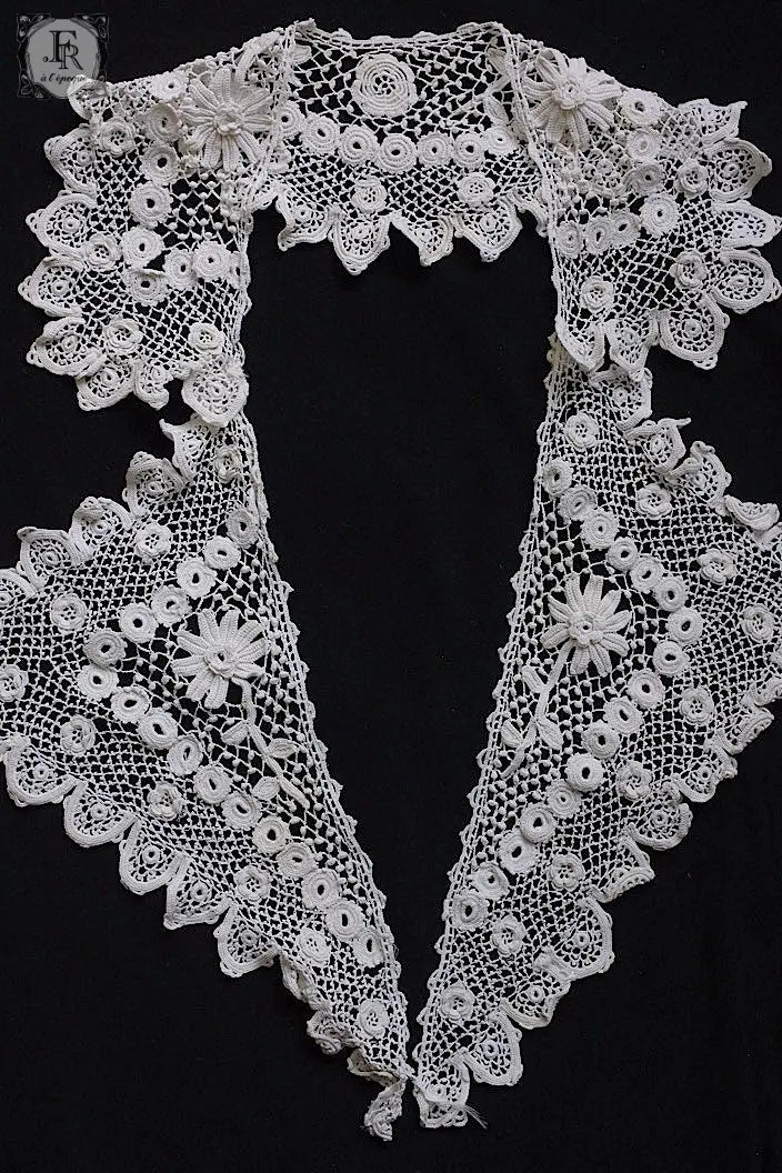アンティークレース　dentelle ancienne　クロシェレース襟 .FR a l'epoque