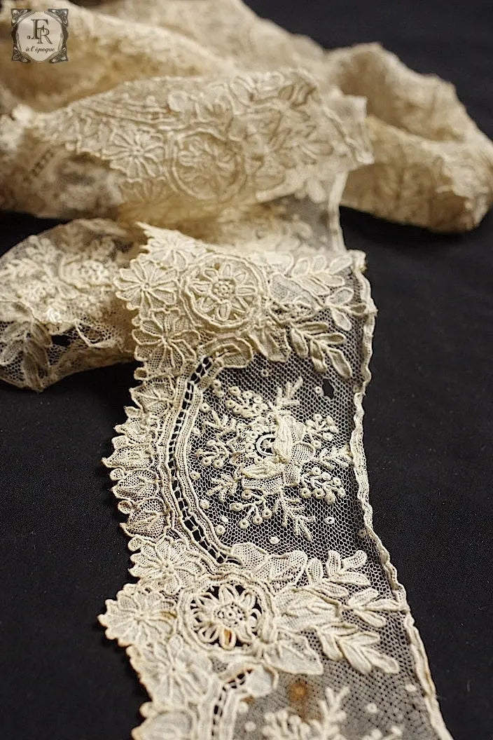 アンティークレース　dentelle ancienne　ブリュクセルレース　300cm .FR a l'epoque