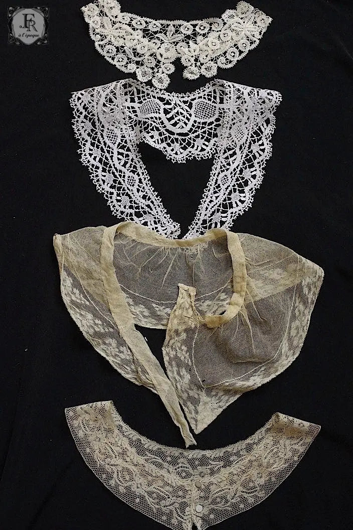 アンティークレース　dentelle ancienne　小さな襟4つ .FR a l'epoque