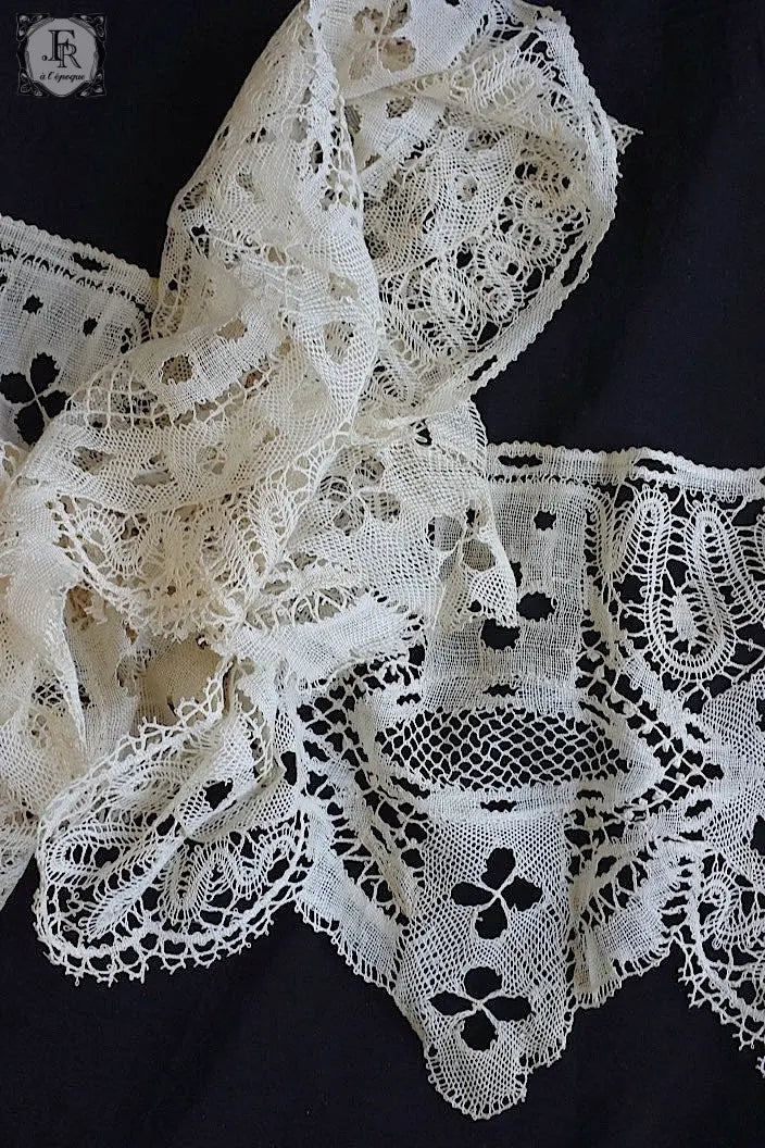 アンティークレース　dentelle ancinne　幅広ボビンレース　260cm .FR a l'epoque