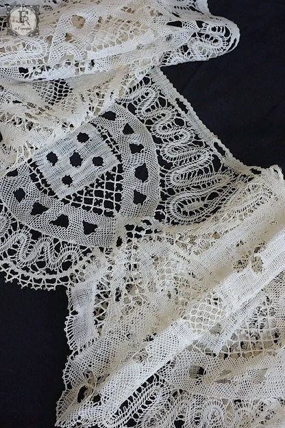 アンティークレース　dentelle ancinne　幅広ボビンレース　260cm .FR a l'epoque