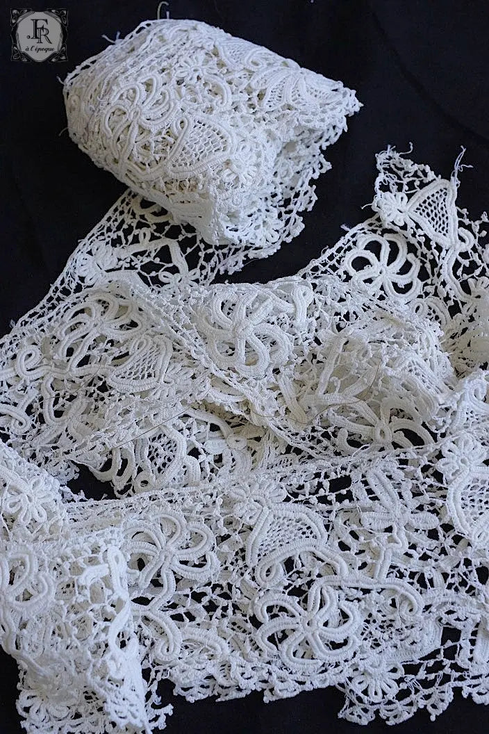 アンティークレース　dentelle ancinne　クロシェレース　430cm .FR a l'epoque