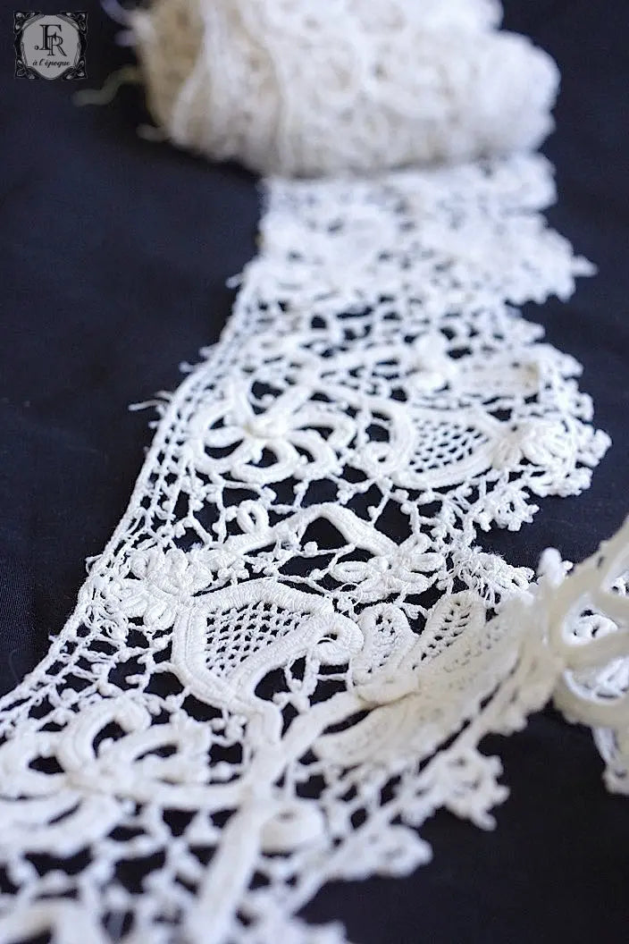 アンティークレース　dentelle ancinne　クロシェレース　430cm .FR a l'epoque