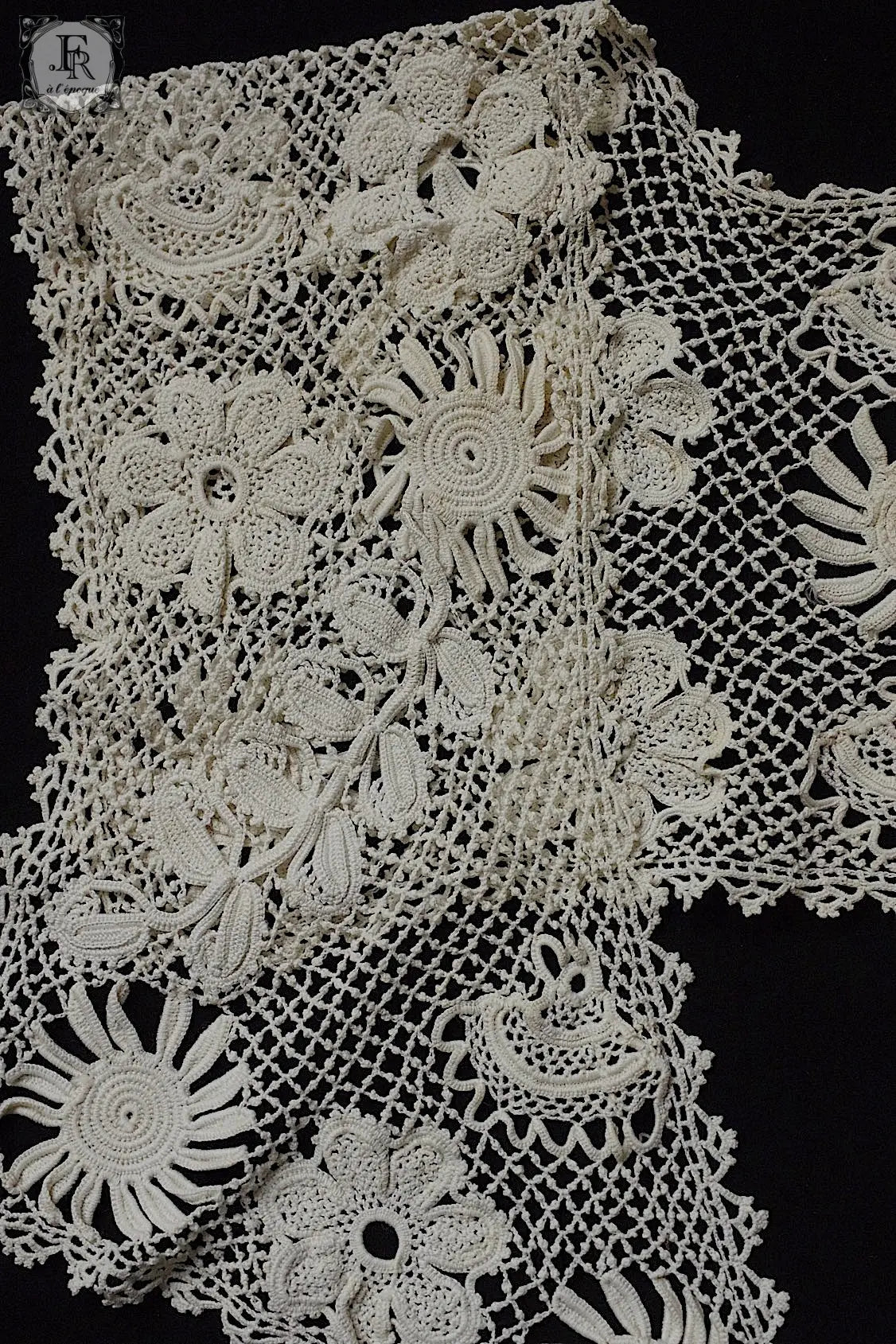 アンティークレース　dentelle antique lace　クロシェレース襟 .FR a l'epoque