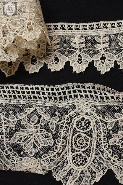 アンティークレース　dentelle antique lace　ブリュクセルレース２種 .FR a l'epoque