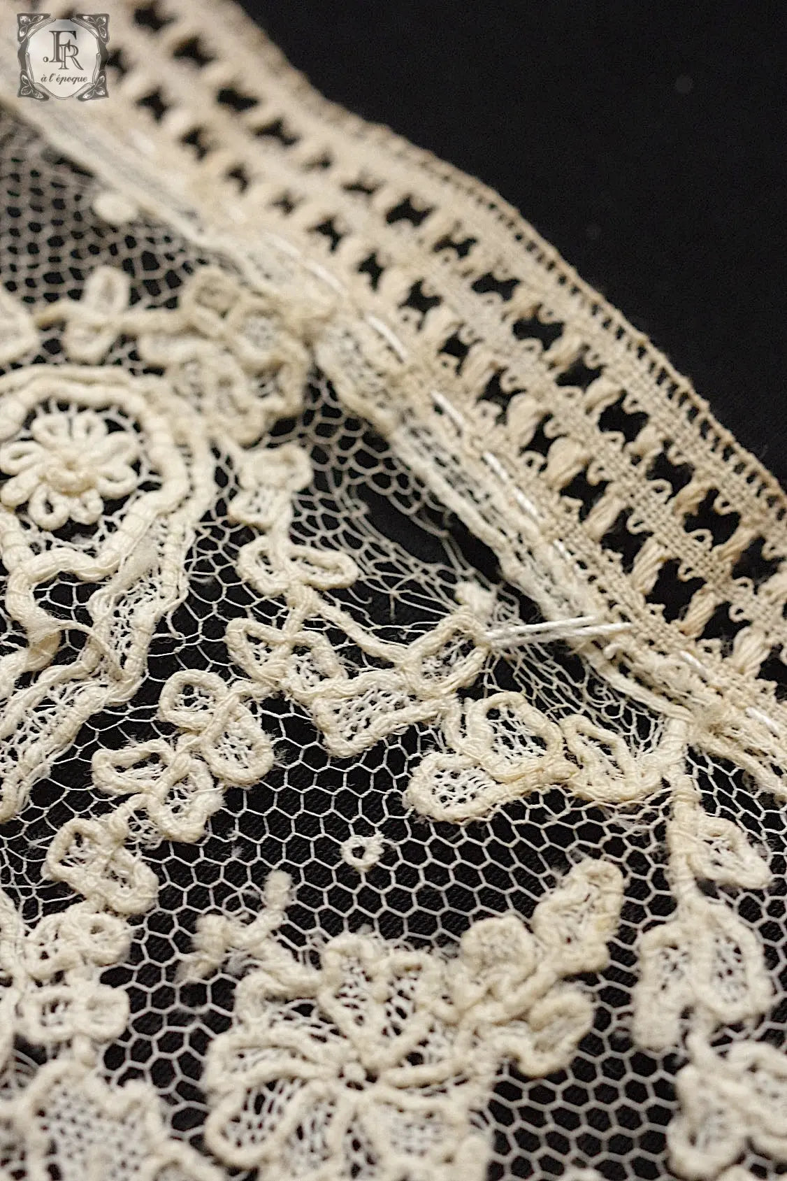 アンティークレース　dentelle antique lace　アプリカッションブリュクセルレース２種 .FR a l'epoque