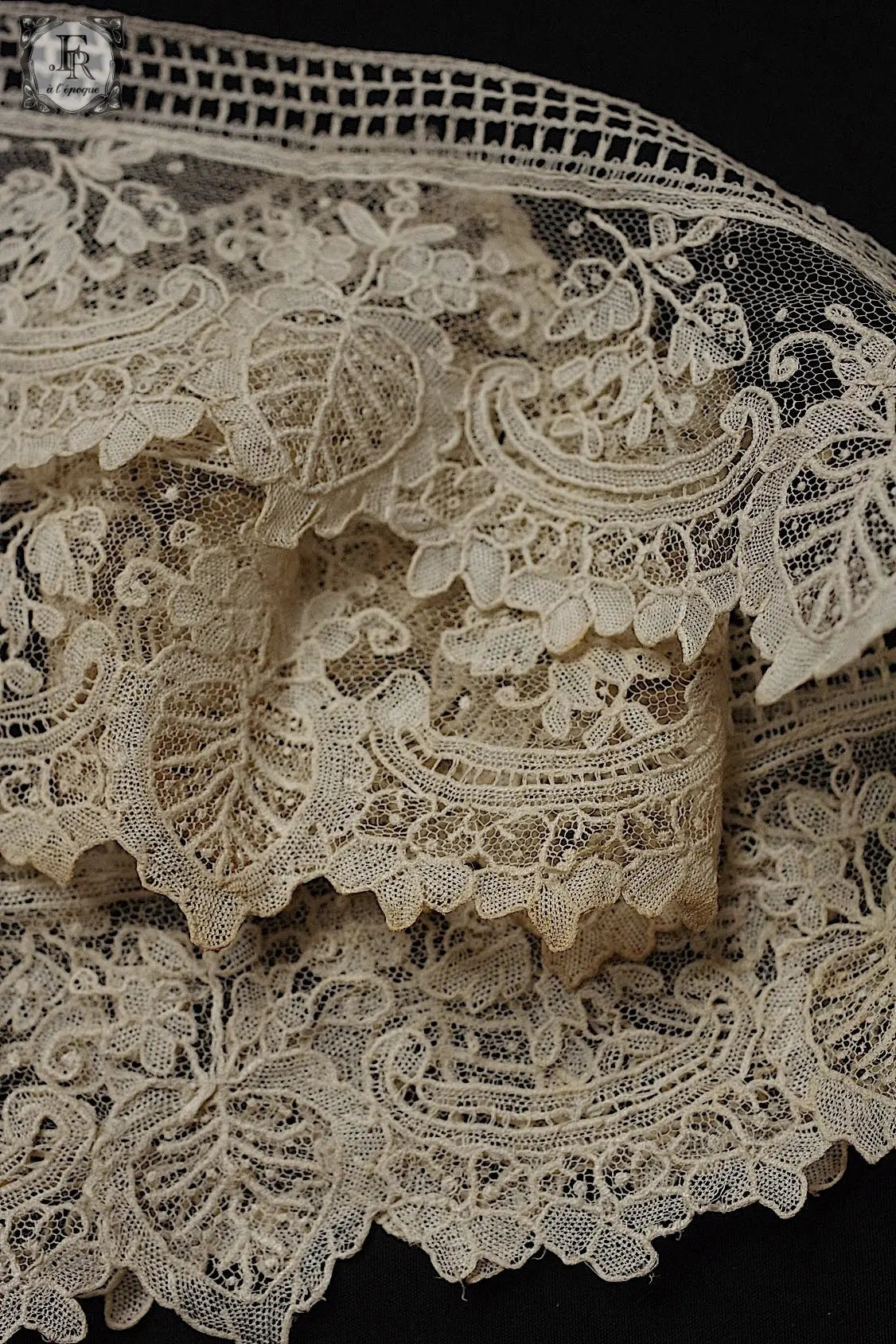 アンティークレース　dentelle antique lace　ブリュクセルレース 93cm .FR a l'epoque