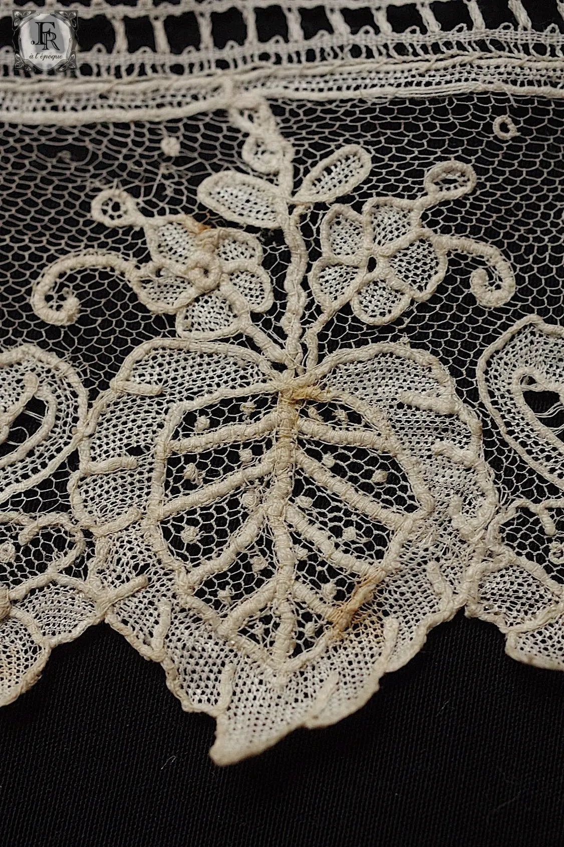 アンティークレース　dentelle antique lace　ブリュクセルレース 93cm .FR a l'epoque