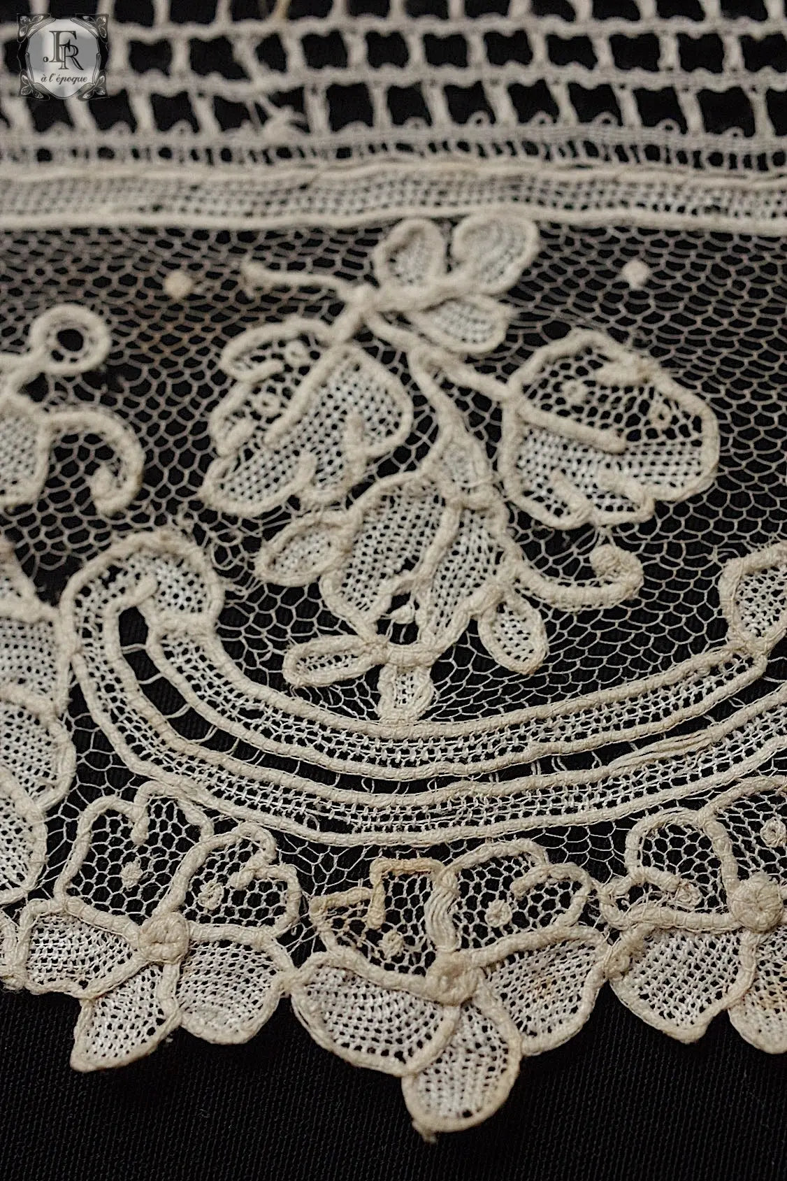 アンティークレース　dentelle antique lace　ブリュクセルレース 93cm .FR a l'epoque