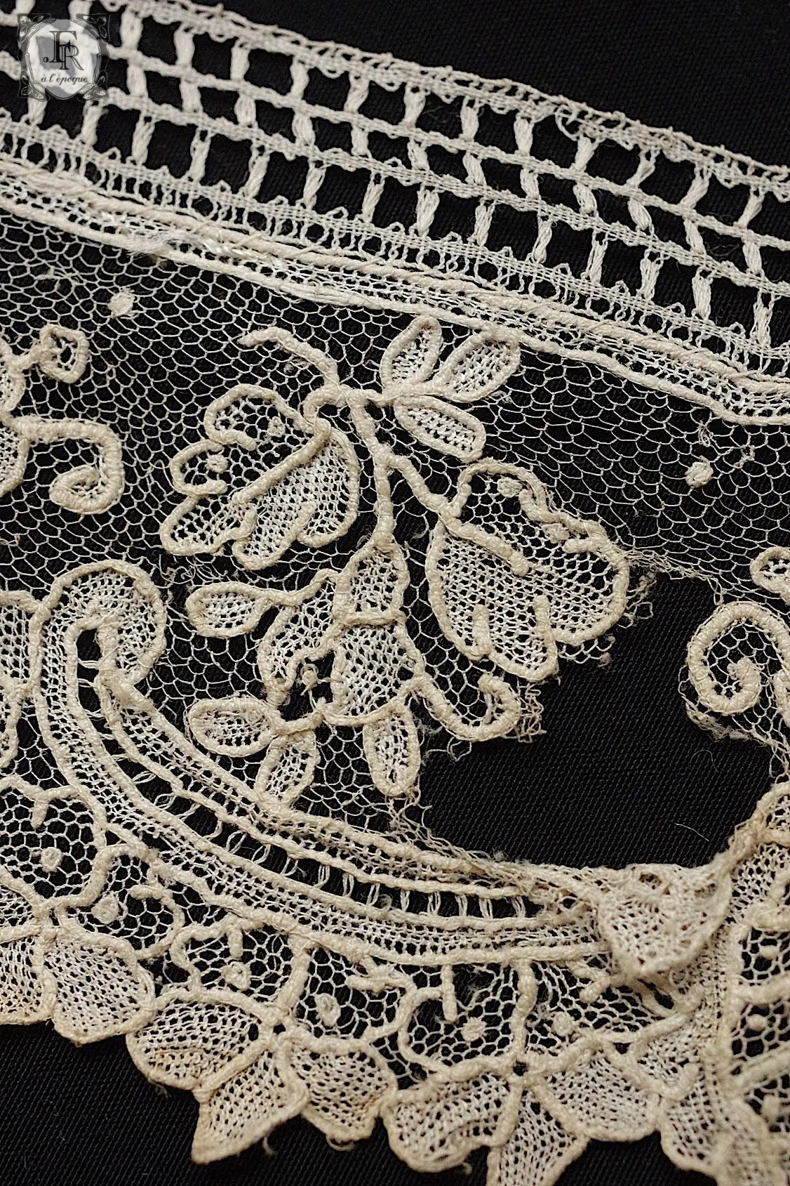 アンティークレース　dentelle antique lace　ブリュクセルレース 93cm .FR a l'epoque