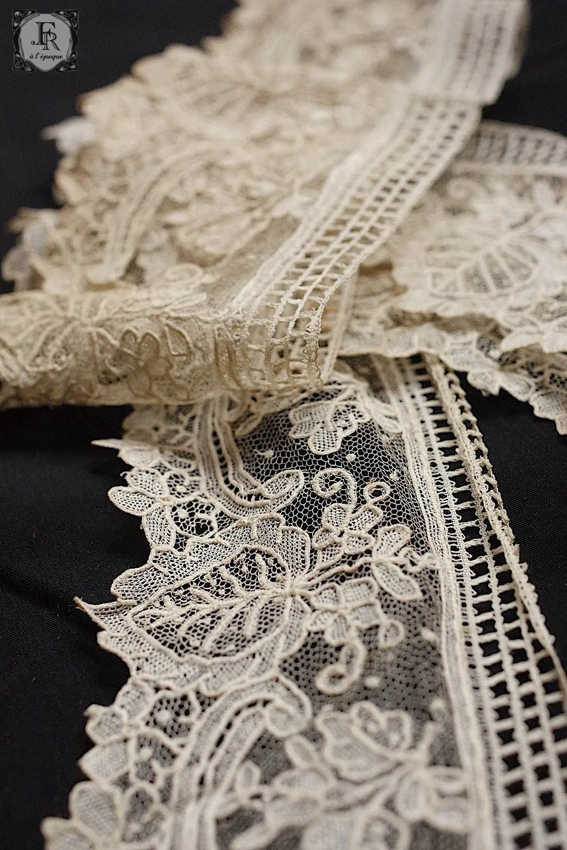 アンティークレース　dentelle antique lace　ブリュクセルレース 93cm .FR a l'epoque