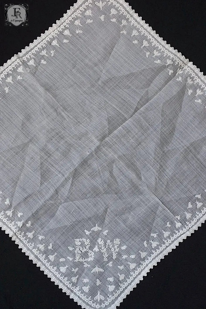 アンティークハンカチ　mouchoir antique ミツバチ .FR a l'epoque