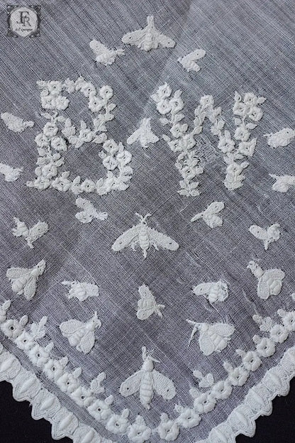 アンティークハンカチ　mouchoir antique ミツバチ .FR a l'epoque