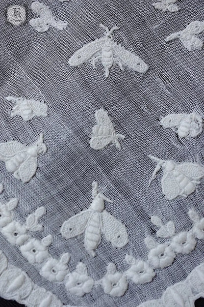 アンティークハンカチ　mouchoir antique ミツバチ .FR a l'epoque