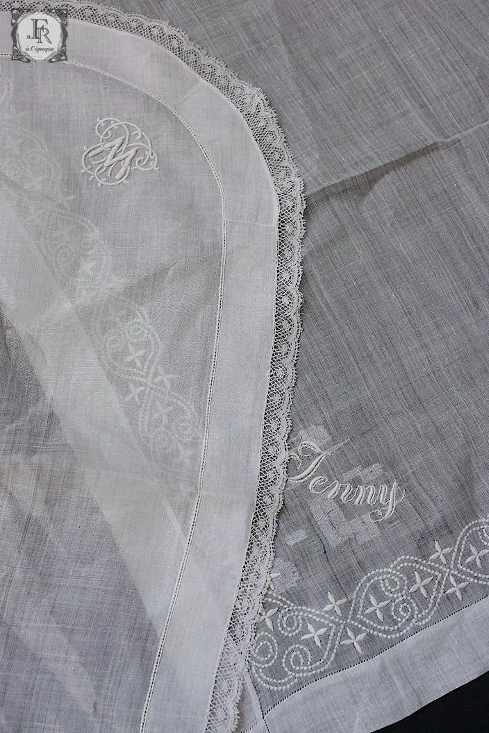 アンティークハンカチ　mouchoir antique  lot　2 .FR a l'epoque