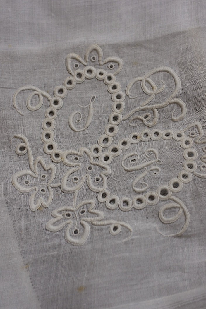 mouchoir antique antique embroidered handkerchief 2 