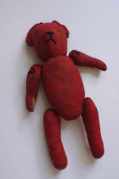 peluche antique アンティーク　くま nounours　赤 .FR a l'epoque