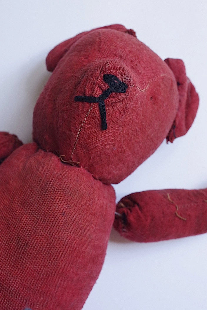 peluche antique アンティーク　くま nounours　赤 .FR a l'epoque