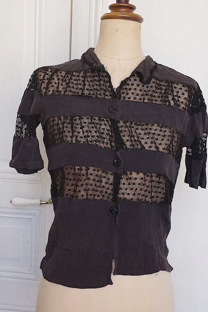 vêtement antique antique blouse black 