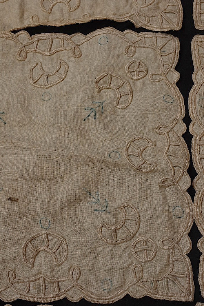 dentelle antique antique lace linen embroidery 6 pieces 