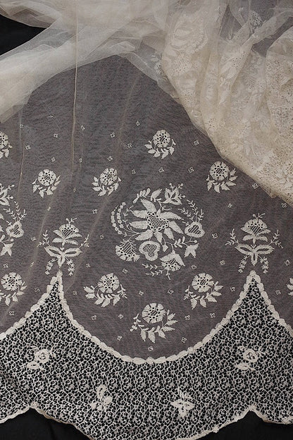 dentelle antique アンティークレース　チュール生地　492cm .FR a l'epoque