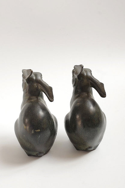 sculpture antique アンティークうさぎ　ペア .FR a l'epoque