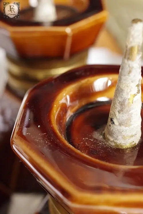 plque-cierges アンティーク雑貨　大ろうそくたて　焼き物 .FR A Ll'EPOQUE